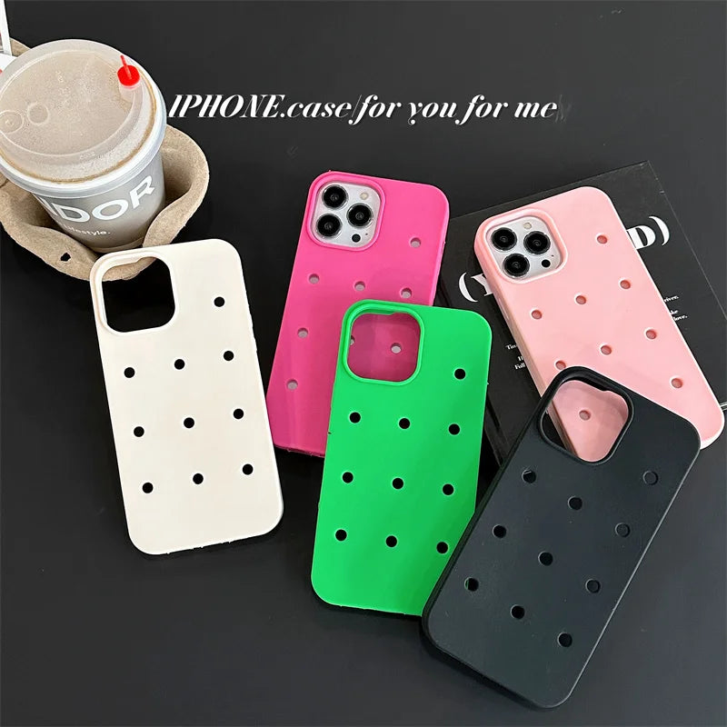 Crocs Charms Silicone iPhone Case with Holes – Fun Customizable Cover