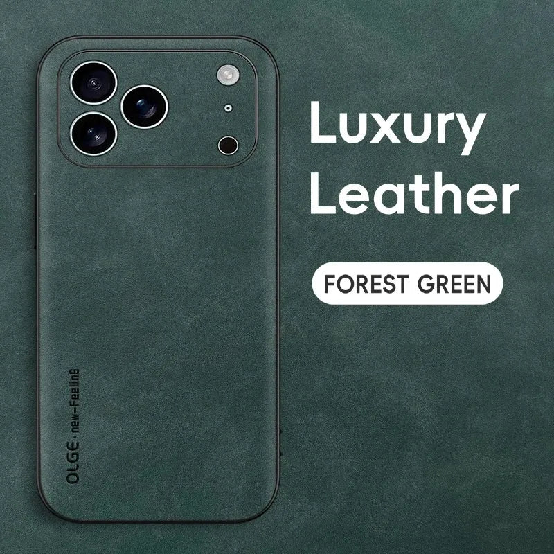 Luxury Leather iPhone Case – Sheepskin Matte Shockproof Cover