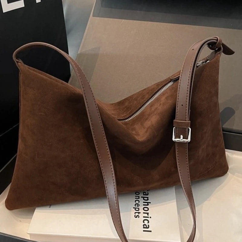 Retro Frosted Shoulder Bag for Women – Textured Crossbody Handbag