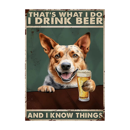 Funny Dog Beer Poster – That's What I Do I Drink Beer Wall Art