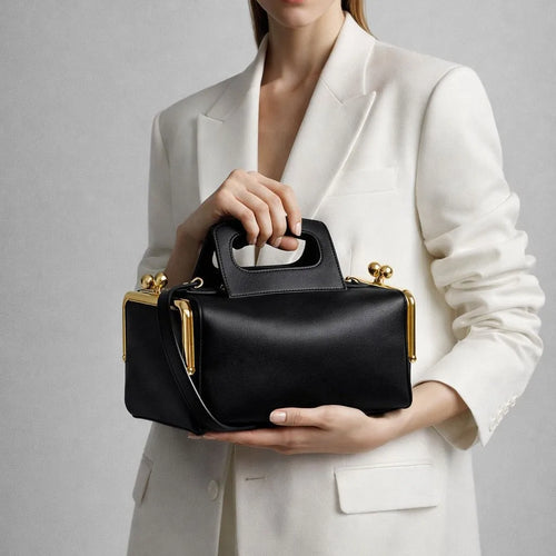 Kiss Lock Frame Handbag for Women – Luxury Mini Top Handle Bag