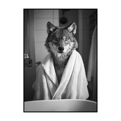 Funny Animal Bathroom Wall Art Poster – Quirky Wildlife in Bathrobe Print
