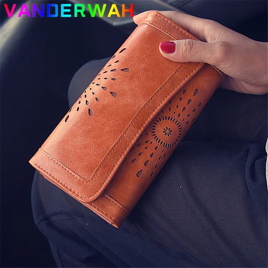 Vintage Long Short Wallet Bag Leather Purses Retro Card Holder Female Clutch Case Party Pouch Phone