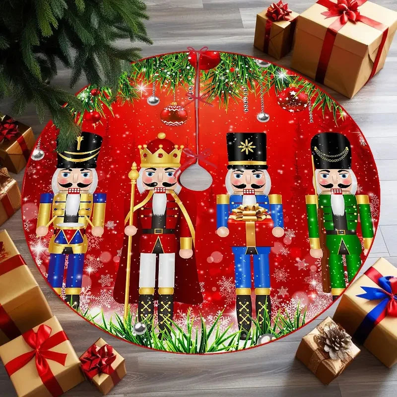 Christmas Tree Skirt – Nutcracker Pattern Holiday Decoration
