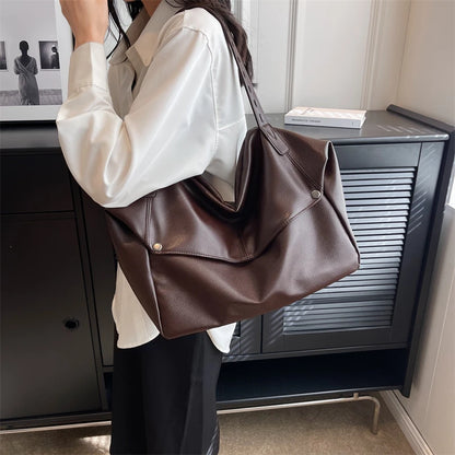 Large PU Leather Shoulder Tote Bag – Women's Luxury Handbag