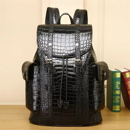 Genuine Leather Alligator Backpack for Men – 15.6" Laptop Bag