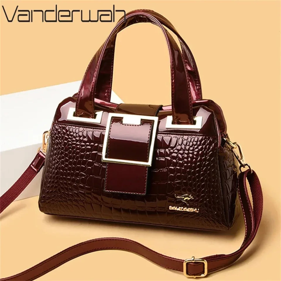 Luxury Patent Leather Tote Bag with Gold Hardware