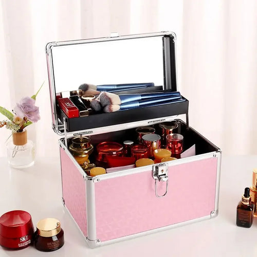 Professional Aluminum Makeup Case with Mirror & Organizer