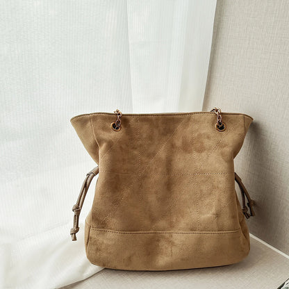 Faux Suede Tote Bag – Women's Chain Shoulder Handbag