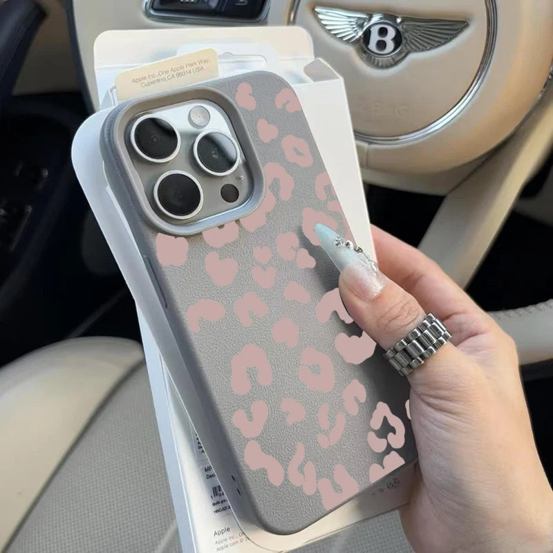 Pink Leopard Print iPhone Case – Silicone Cover for iPhone 11–17 Series