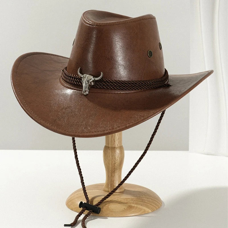 Vintage Faux Leather Western Cowboy Hat – Unisex