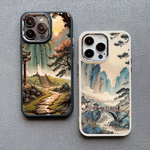 Mountain Peak Lake Vintage Silicone Phone Case