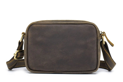 Men's Leather Shoulder Bag - Genuine Crazy Horse Crossbody Messenger