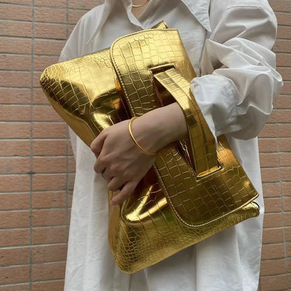 Crocodile Pattern PU Leather Laptop Crossbody Bag