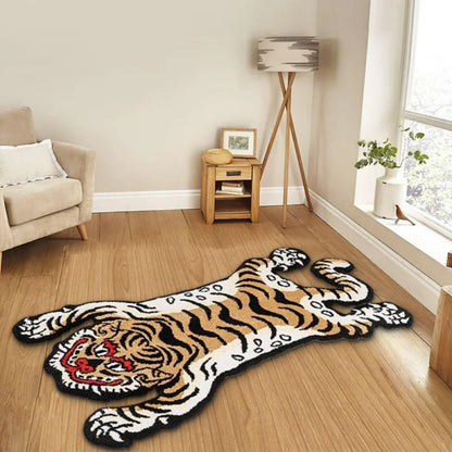 Vikama Retro Tiger Alien Shaped Floor Mat Anti-Slip Bedroom Bedside Rug Living Room Area Home