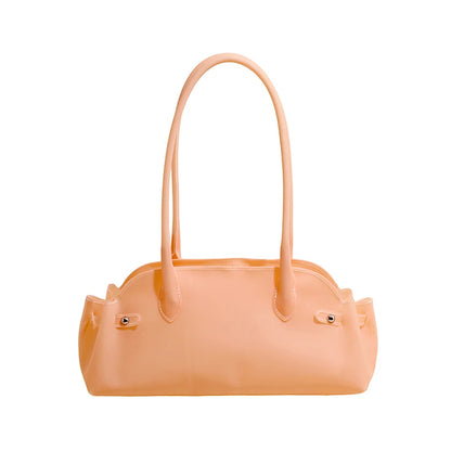 PVC Shoulder Bag for Women – Solid Color Mini Tote Handbag