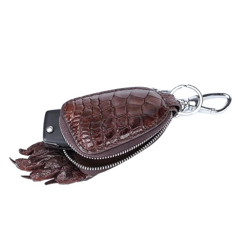 Crocodile Leather Car Key Wallet – Men's Zipper Key Case