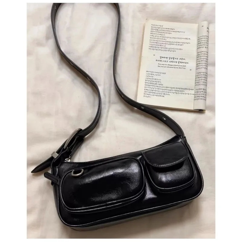 Retro Coffee Shoulder Bags Wallet Women Vintage Leather Pocket Chic Casual Handbag