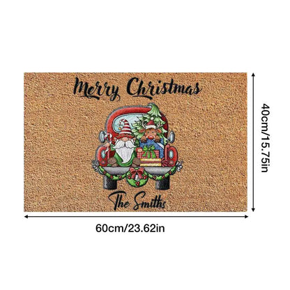 Christmas Gnome Welcome Door Mat – Indoor Outdoor Holiday Rug