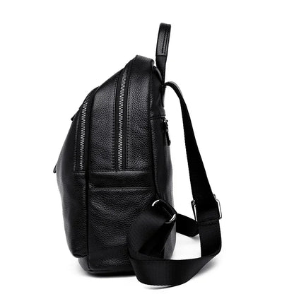 Genuine Leather Women Backpack – Multi-Pocket Luxury Bag