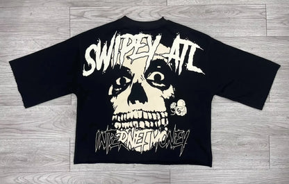 Gothic Skull Graphic T-Shirt Men's Oversized Cotton Tee