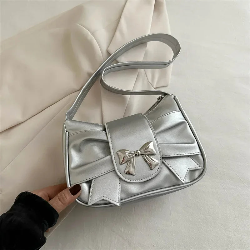 PU Leather Trendy Bow Handbag