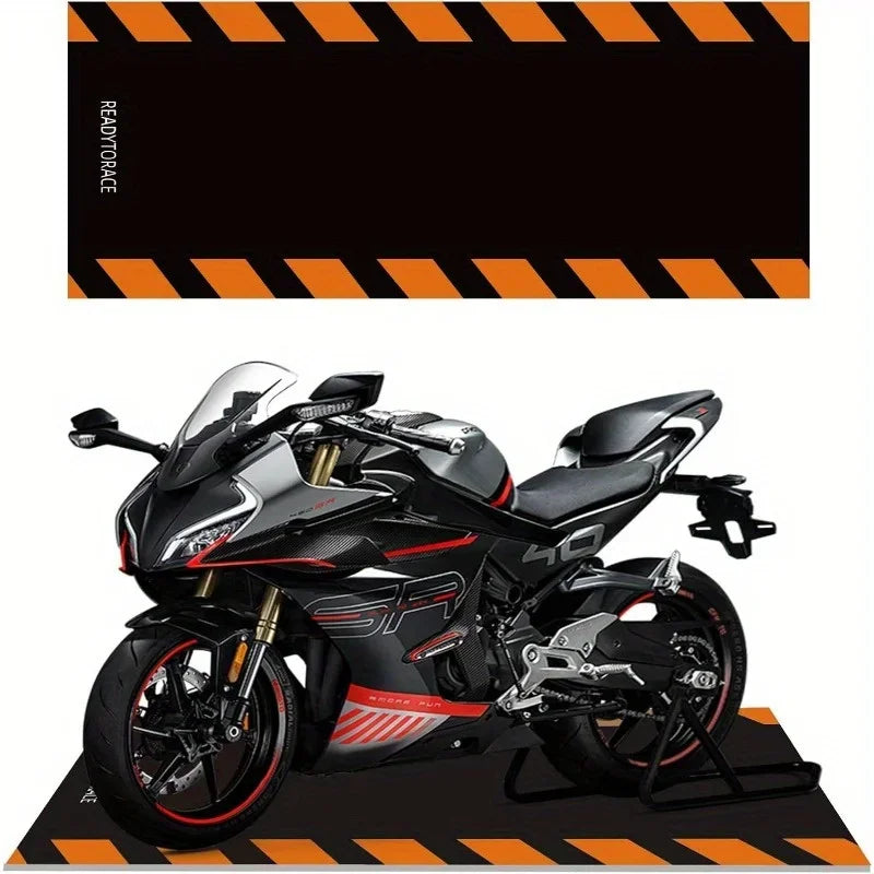 Motorcycle Runner Rug – Anti-Slip Racing Design Long Carpet for Garage & Bedroom