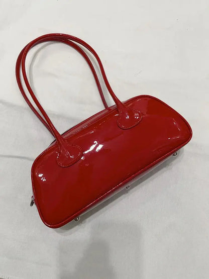 Red Underarm Bag Purse Women High Street Hot Girls Patent Leather