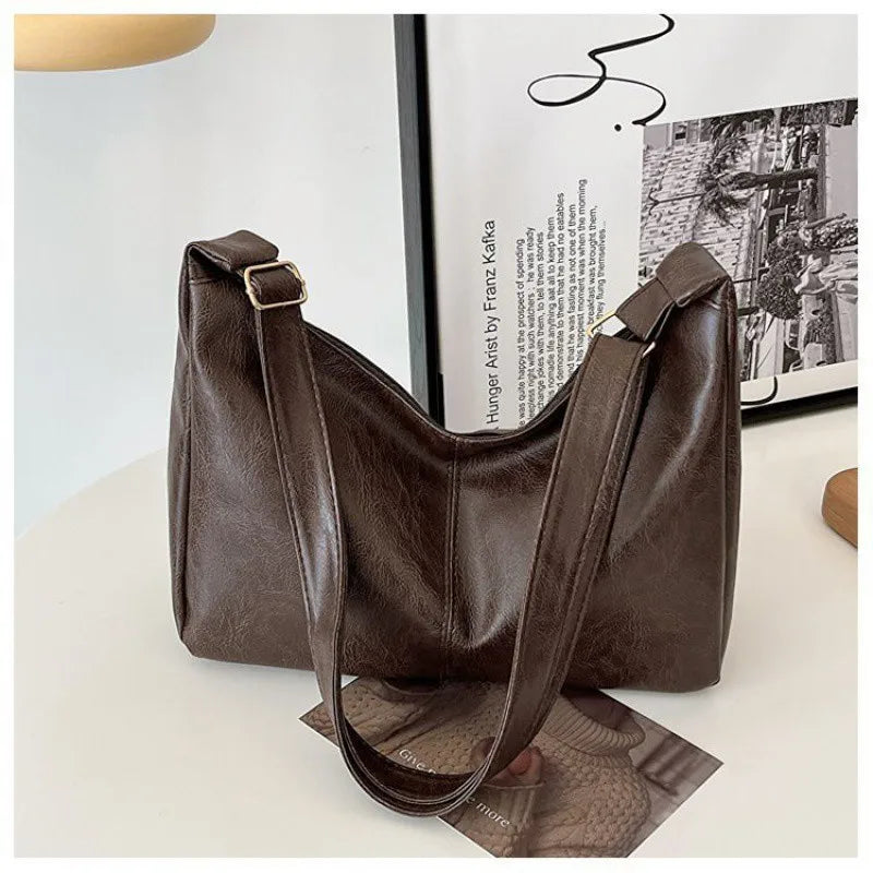 PU Leather Commuter Fashion Vintage Casual Tote Bag