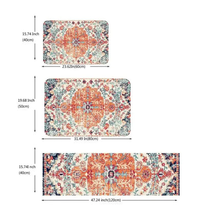 Boho Floral Runner Rug – Washable Non-Slip Indoor Mat