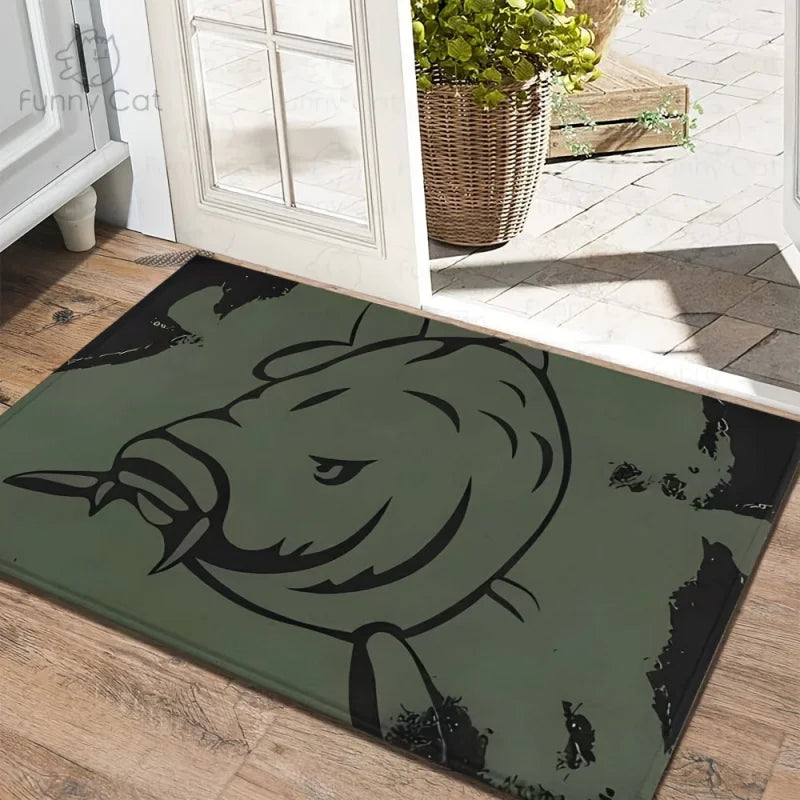 Salmon Fish Pattern Door Mat for Fishing Enthusiasts