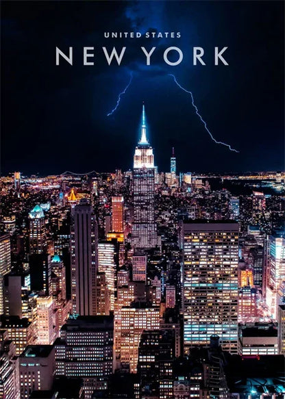 New York City Night View Canvas Wall Art – NYC Skyline Poster