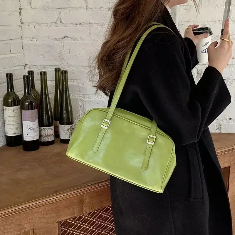 Green Commuter Luxury Designer Handbags Pure Color Causal Bag