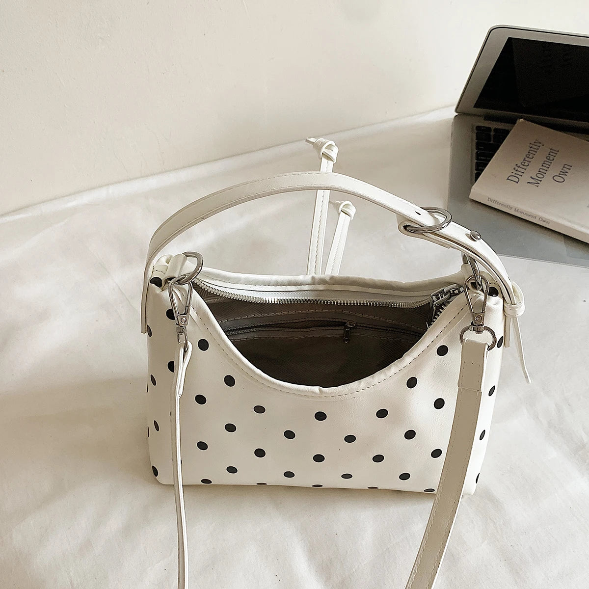 Polka Dot Shoulder Bag – Cute Mini Underarm Purse with Star Charm