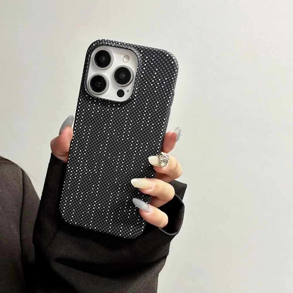 Carbon Fiber Glitter iPhone Case – Luxury Sparkle Cover