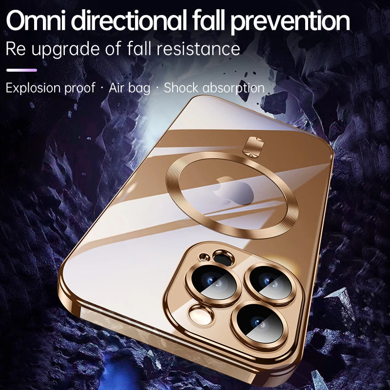 Electroplated MagSafe iPhone Case with Camera Lens Protector