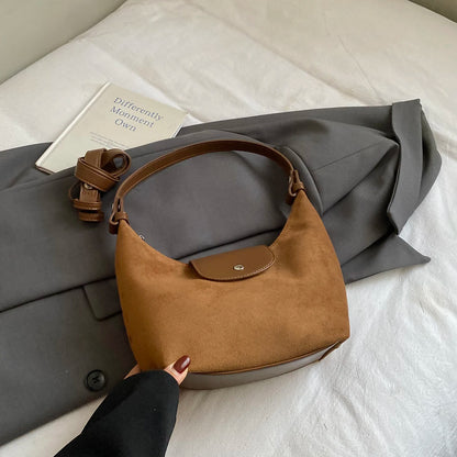 Vintage Suede Crescent Shoulder Bag – Women's Hobo Purse