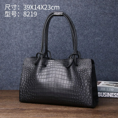 Alligator Pattern Genuine Leather Handbag for Women