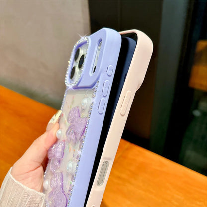 3D Bow Diamond Glitter iPhone Case with Sliding Camera Cover