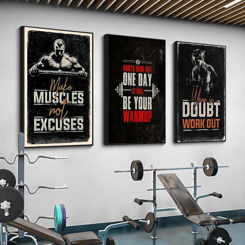 Gym Motivational Quote Wall Art Poster – Bodybuilding Canvas Print