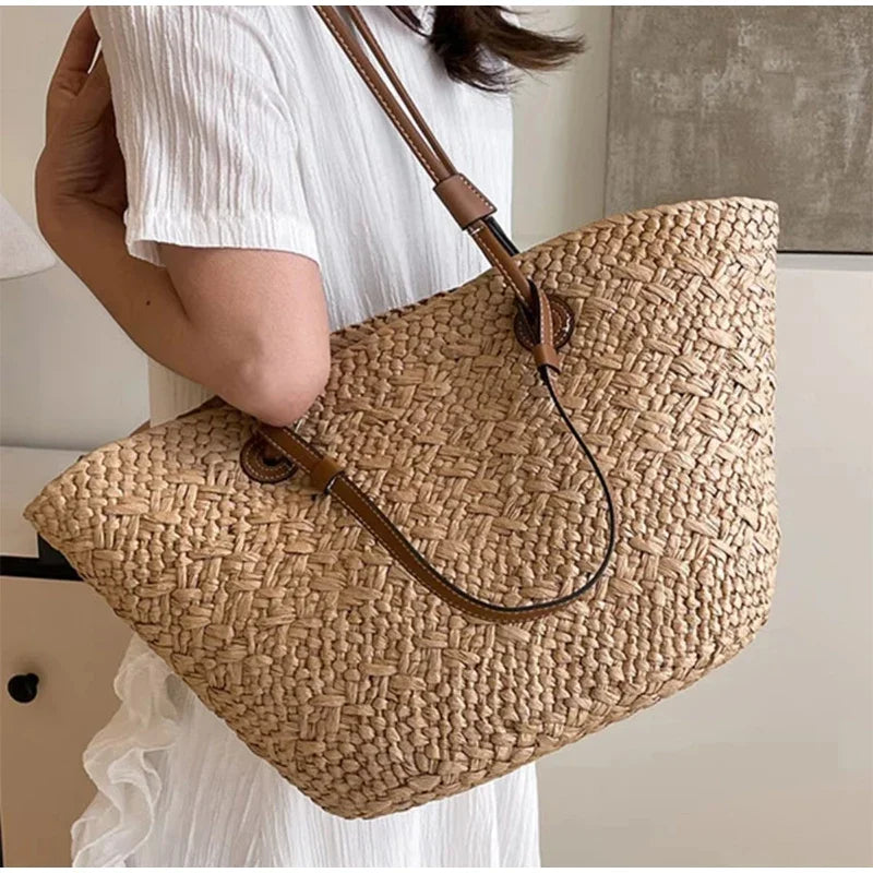 Perfect Vacation Storage Bag Largecapacity Straw Woven