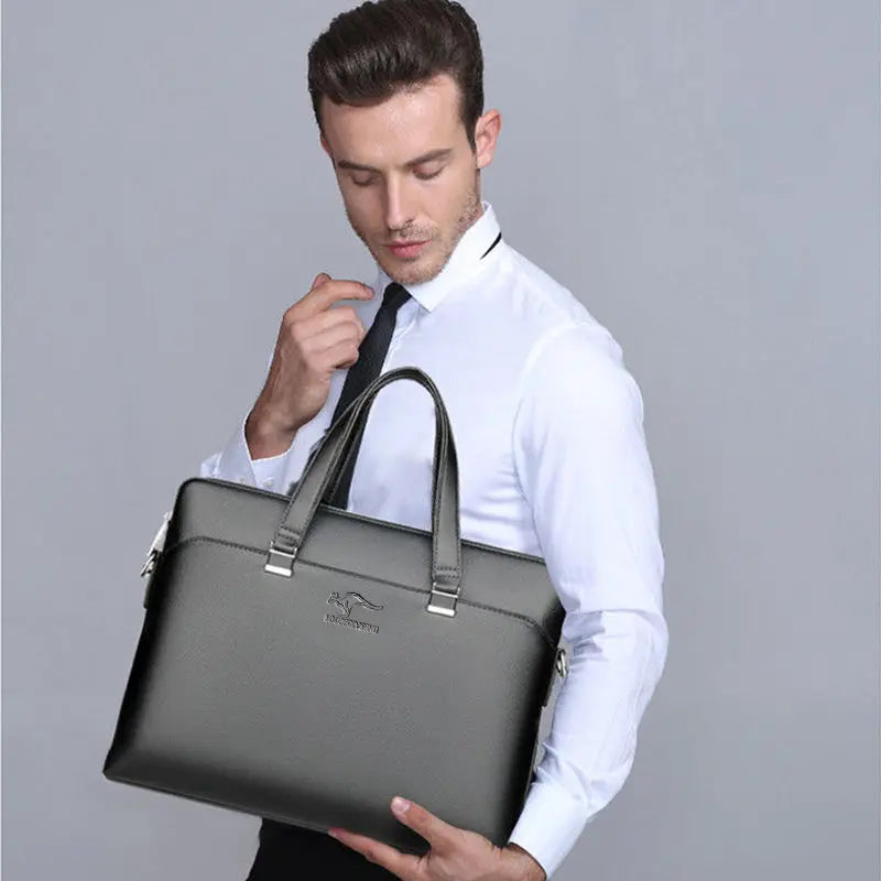 Men's PU Leather Briefcase Laptop Shoulder Messenger Bag