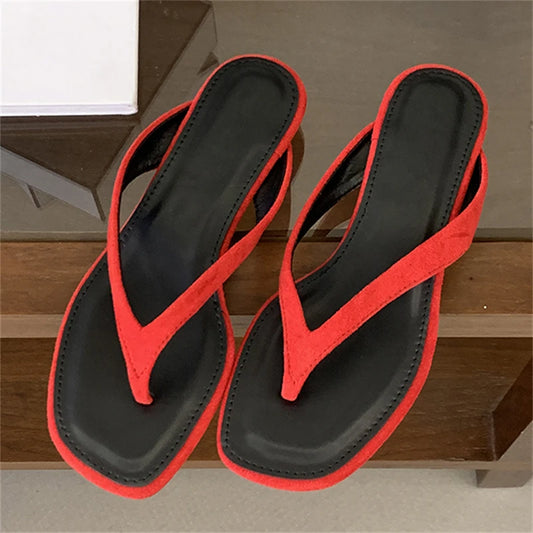 Eilyken Square Toe Thong Sandals – Women's Low Heel Summer Flip Flops