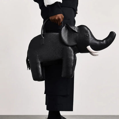 Creative Handbag Elephant Shape Shoulder Bag Pu Versatile Zipper Luxury Retro Casual Messenger