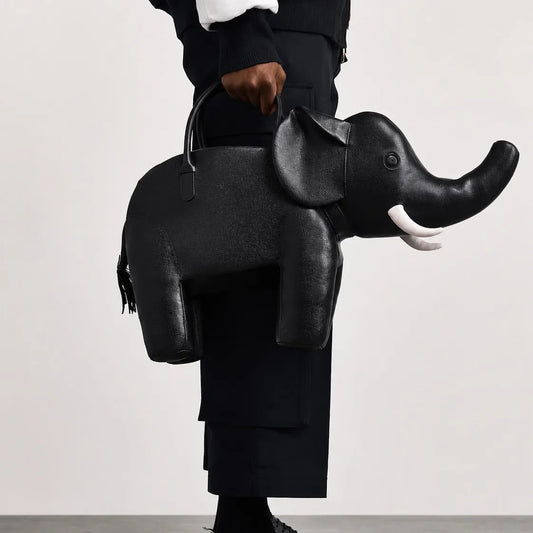 Creative Handbag Elephant Shape Shoulder Bag Pu Versatile Zipper Luxury Retro Casual Messenger