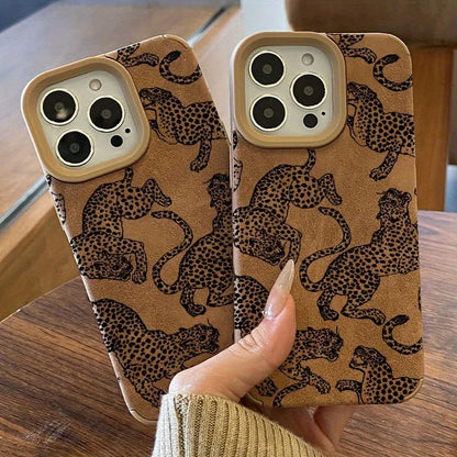 Leopard Print Leather iPhone Case – Vintage Wild Cat Design