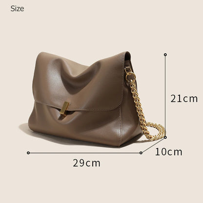 Trendy Genuine Cow Leather Shoulder Chain Bag