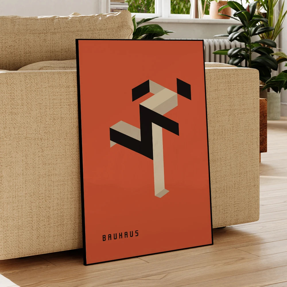 Bauhaus Running Man Canvas Wall Art – Geometric Abstract Print