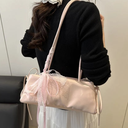 French Elegant Korean Bow Decoration Pu High-quality Square Bag