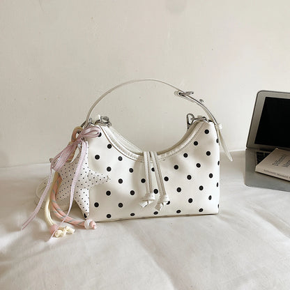 Polka Dot Shoulder Bag – Cute Mini Underarm Purse with Star Charm
